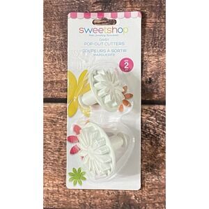 Sweetshop Daisy Pop-Out Cutters 2PC White (Cookies, Fondant, Gum paste) New